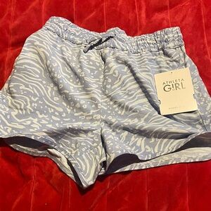Athleta Light Blue Zebra-Print Active Shorts